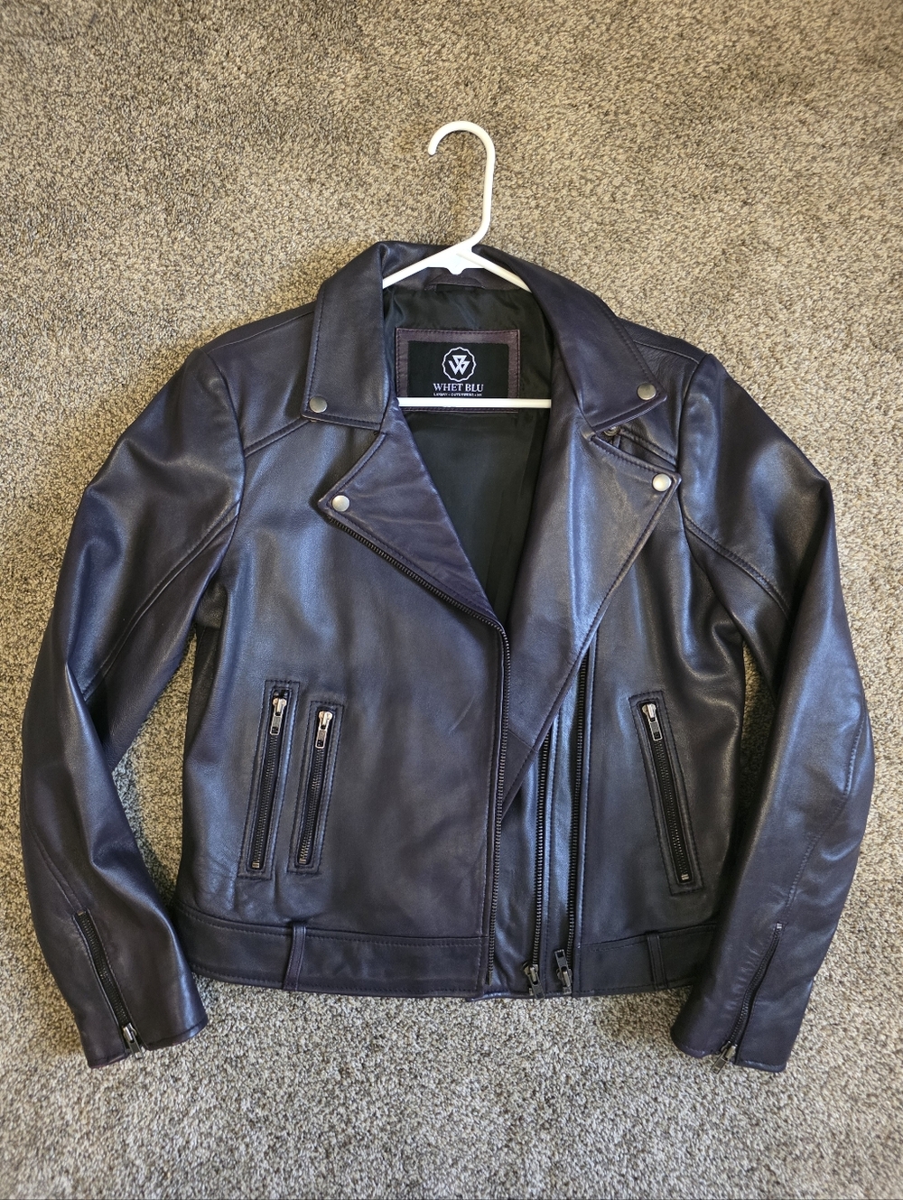 Whet Blu Chloe Asymmetrical Leather Jacket - Violet